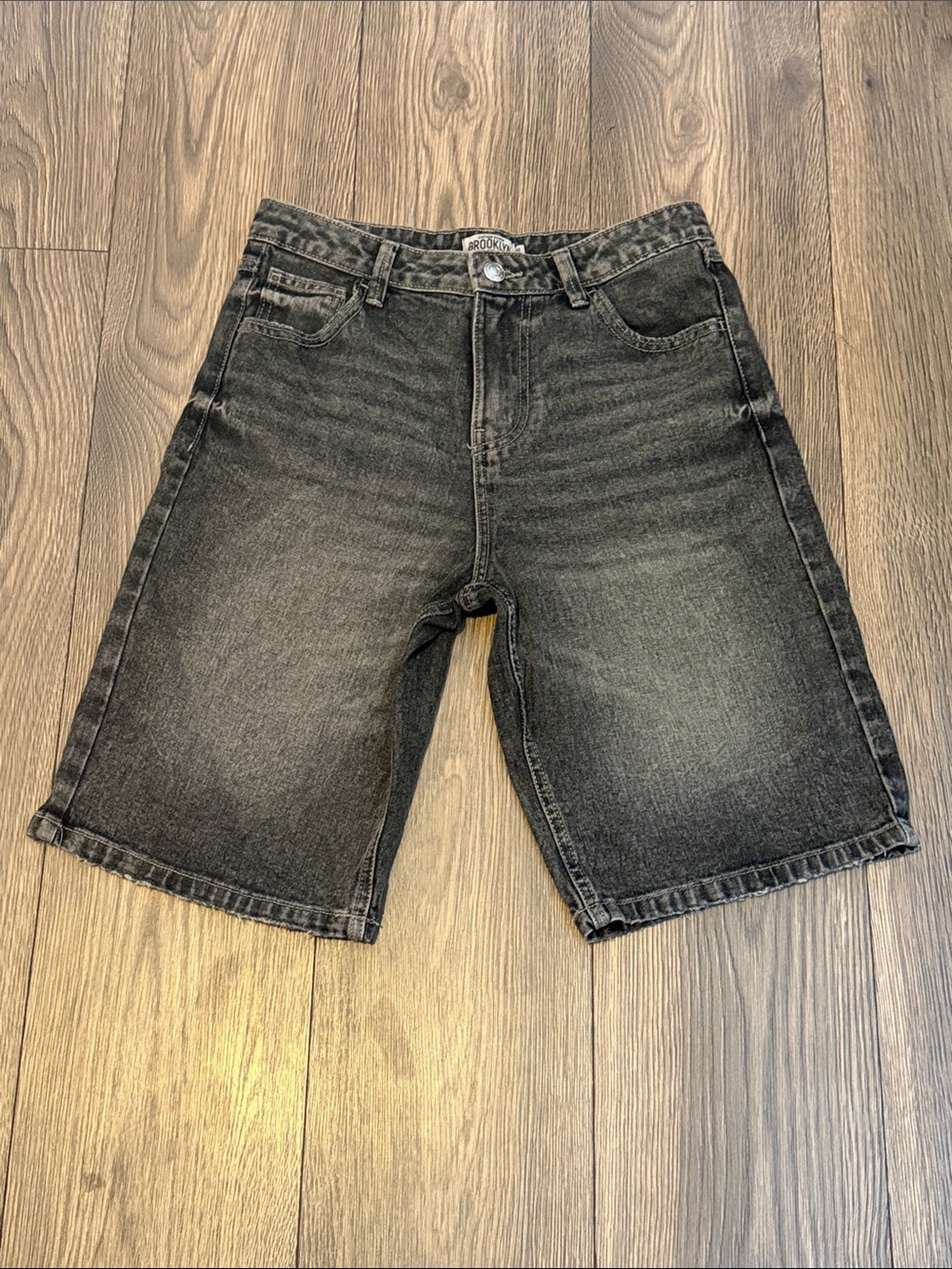 refuge Washed Black Denim Bermuda Shorts